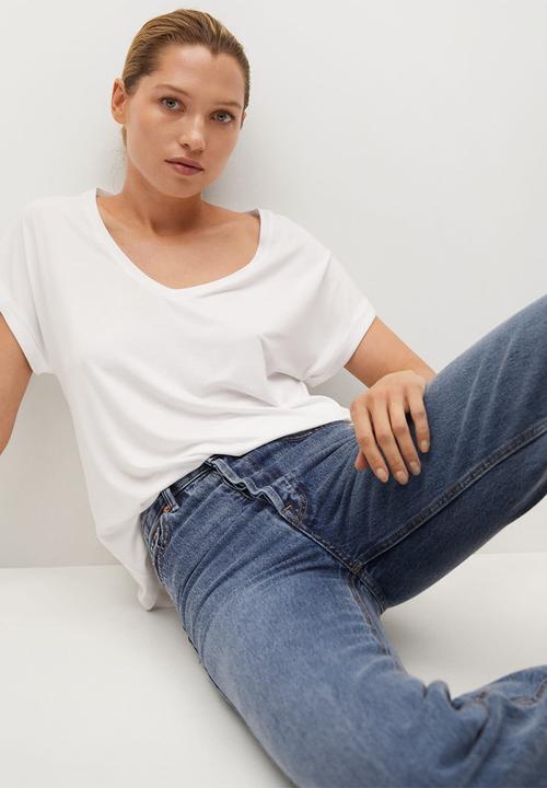 MANGO - T-shirt vispi - white