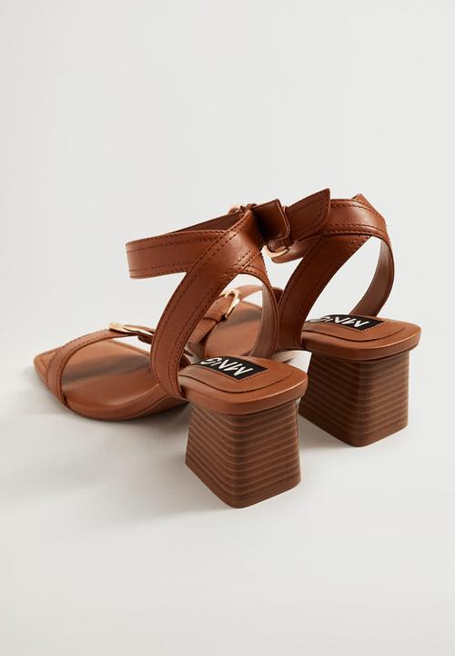 MANGO - More leather heel - medium brown