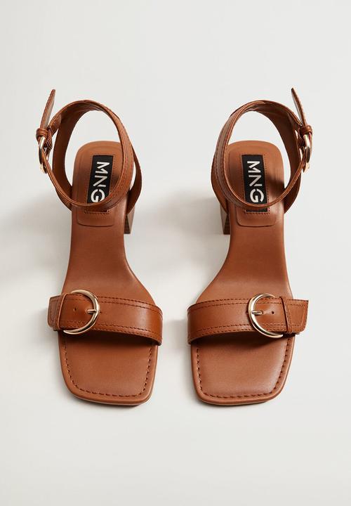MANGO - More leather heel - medium brown