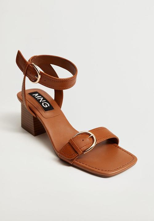 MANGO - More leather heel - medium brown