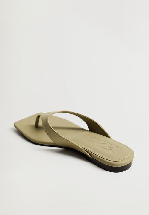 MANGO - Gaga leather sandal - khaki