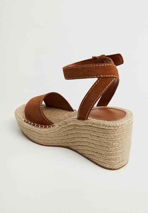 MANGO - Ibiza leather wedge - medium brown
