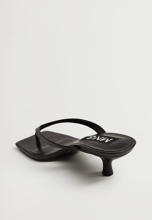 MANGO - Thin leather heel - black