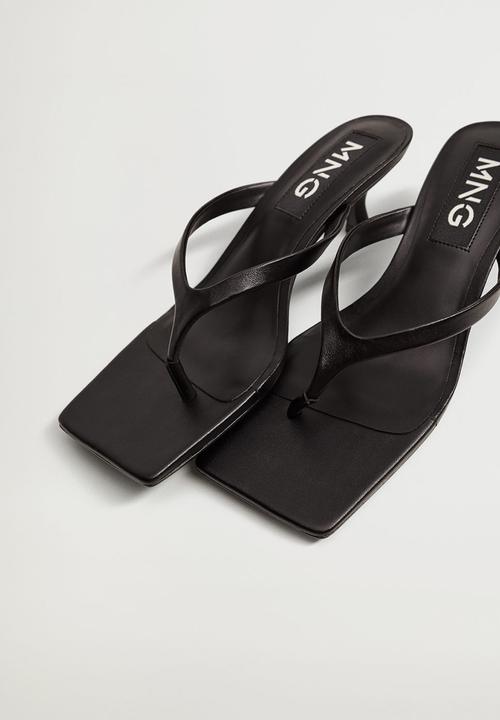 MANGO - Thin leather heel - black