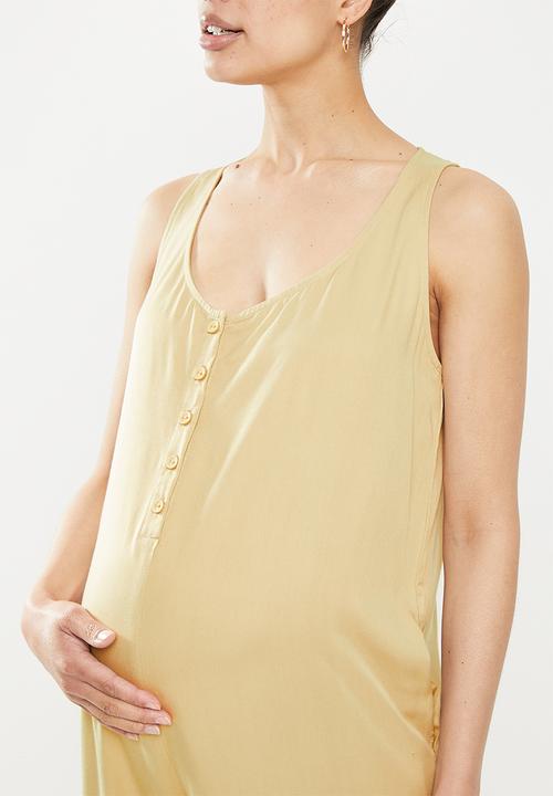 edit Maternity - V-neck woven feeding friendly jumpsuit - stone