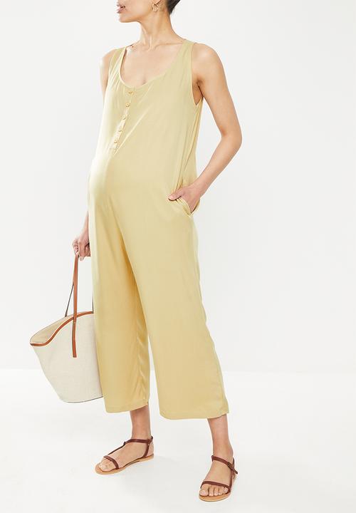 edit Maternity - V-neck woven feeding friendly jumpsuit - stone