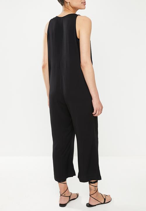 edit Maternity - V-neck woven feeding friendly jumpsuit - black