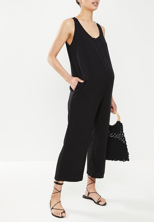 edit Maternity - V-neck woven feeding friendly jumpsuit - black