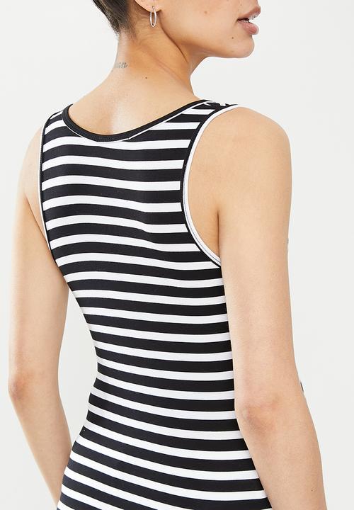 Superbalist - Gathered side tank - black & white stripe