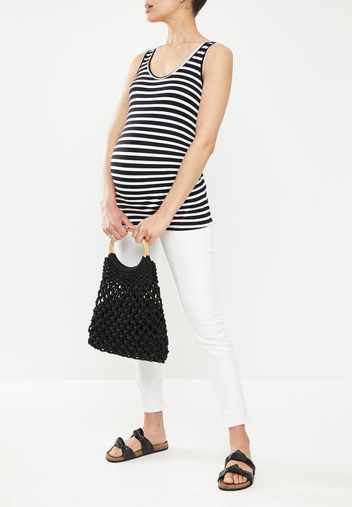 Superbalist - Gathered side tank - black & white stripe
