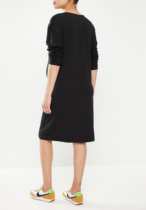 Superbalist - Long sleeve nursing tee dress - black