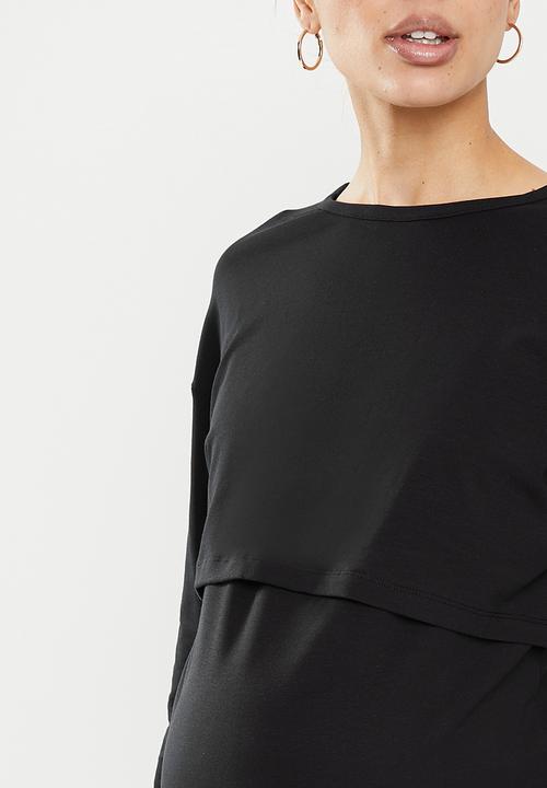 Superbalist - Long sleeve nursing tee dress - black
