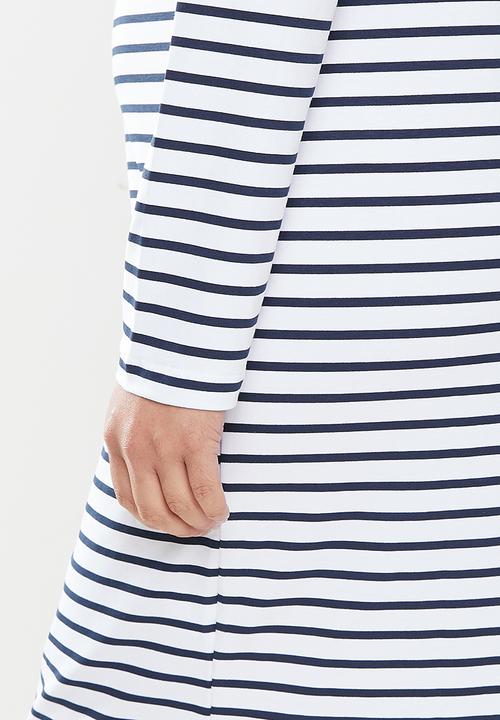 Superbalist - Long sleeve nursing tee dress - navy/white stripe
