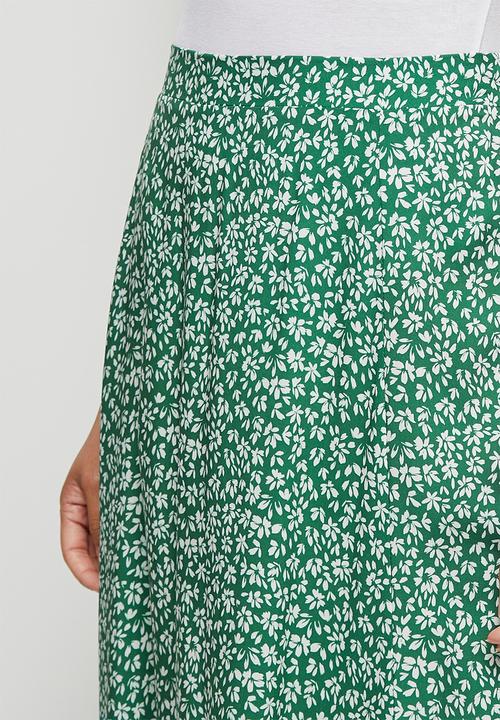 edit - Pull on slit maxi skirt - green ditsy floral