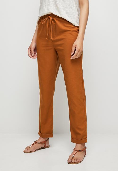 edit - Linen drawcord trouser - tobacco