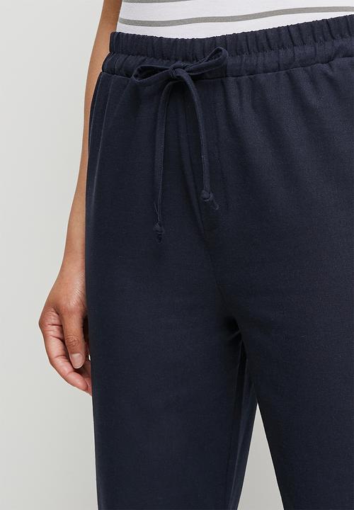 edit - Linen drawcord trouser - navy