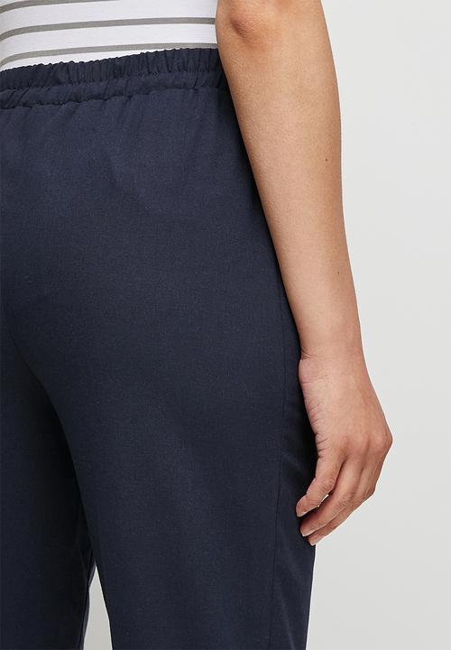edit - Linen drawcord trouser - navy