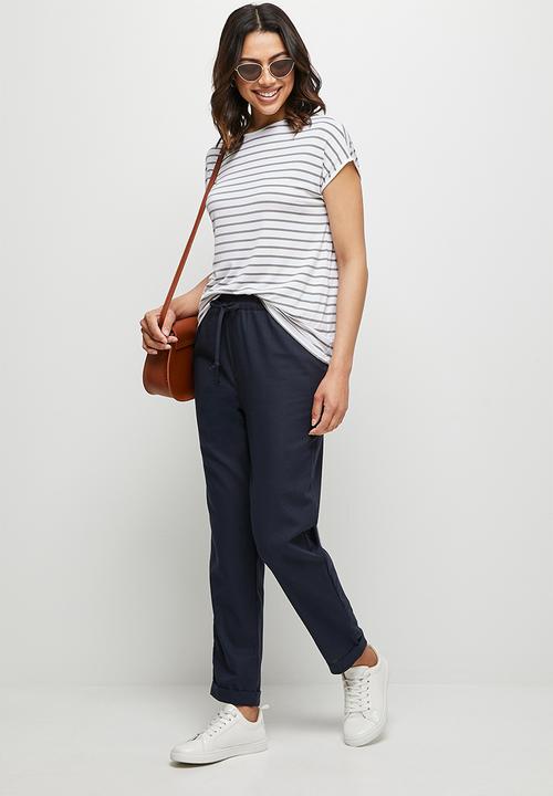 edit - Linen drawcord trouser - navy