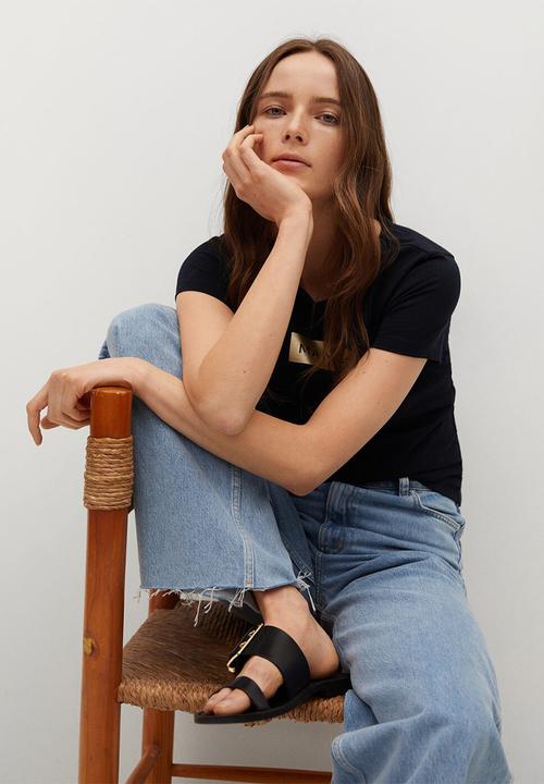 MANGO - T-shirt pstmango - black