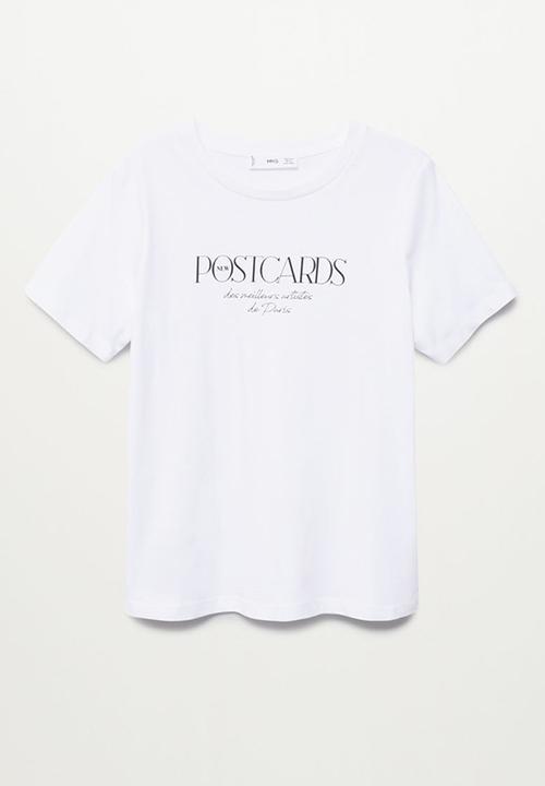 MANGO - T-shirt pstilu - white