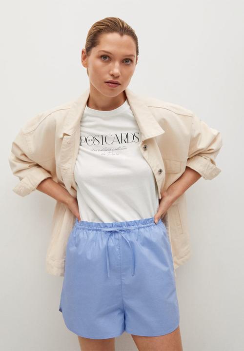 MANGO - T-shirt pstilu - white