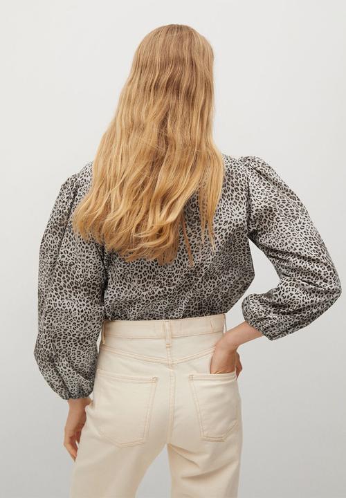 MANGO - Blouse chita - grey