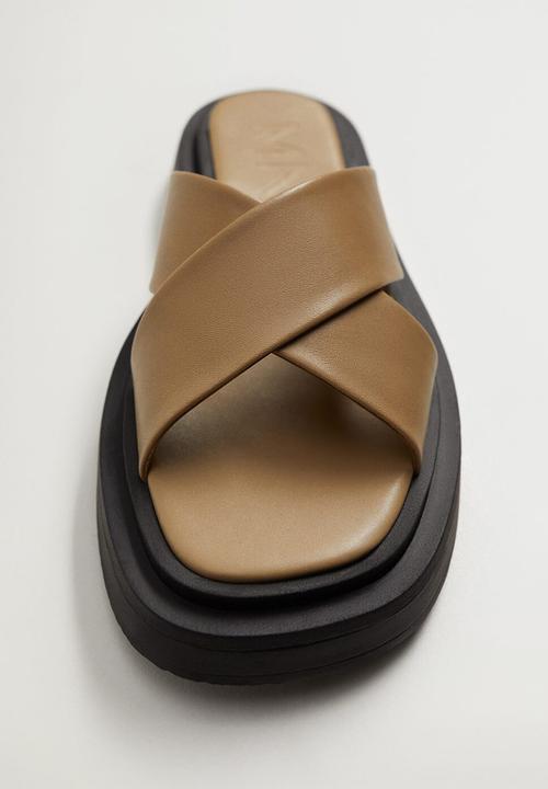 MANGO - Karry leather sandal - beige