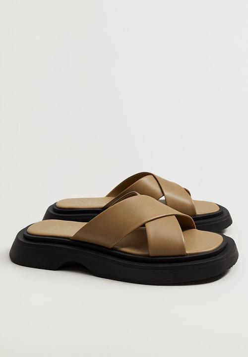 MANGO - Karry leather sandal - beige