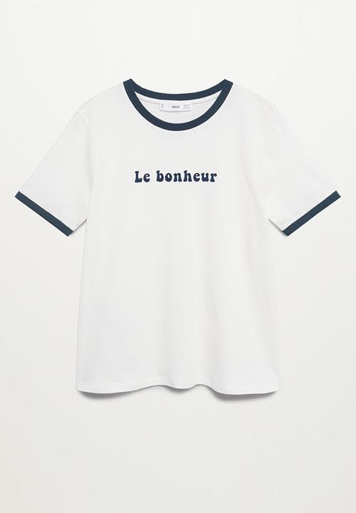 MANGO - T-shirt pstshine - navy & white