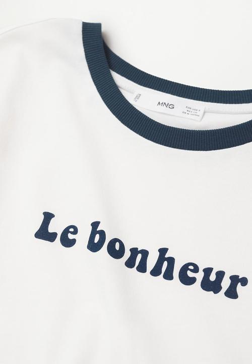 MANGO - T-shirt pstshine - navy & white