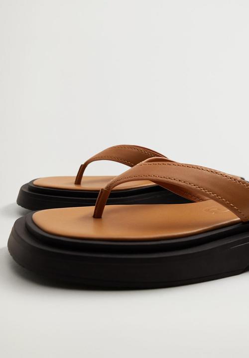 MANGO - Tati leather sandal - medium brown