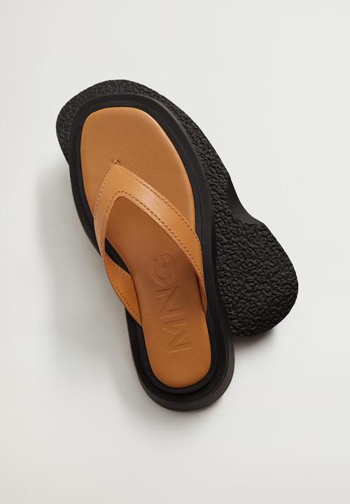 MANGO - Tati leather sandal - medium brown