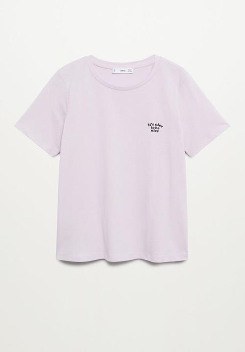MANGO - T-shirt pstilu - purple