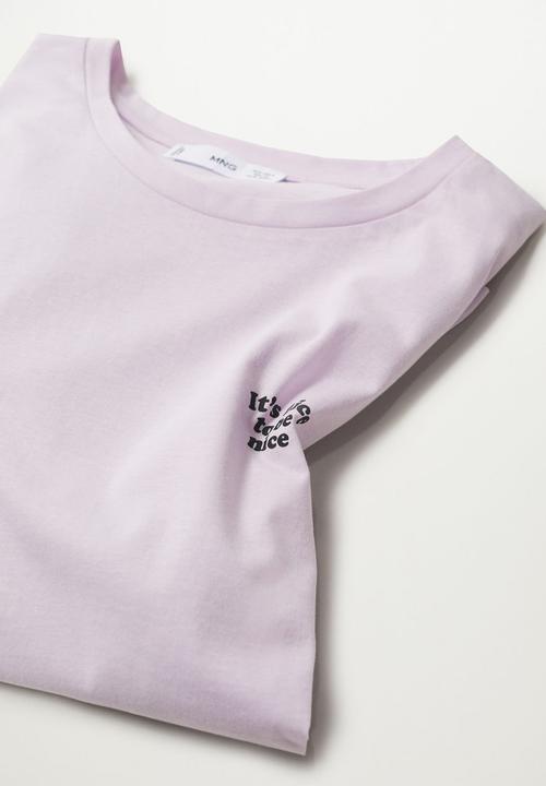 MANGO - T-shirt pstilu - purple