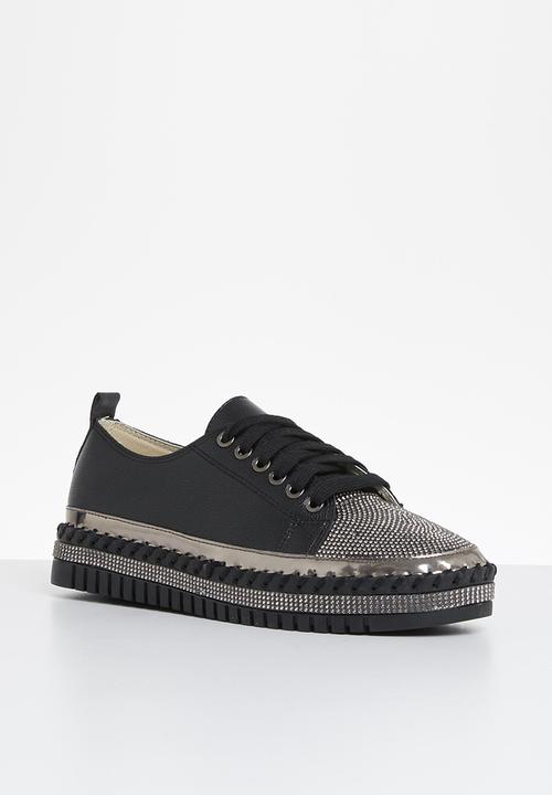 Footwork - Glits jewelled toe sneaker - black