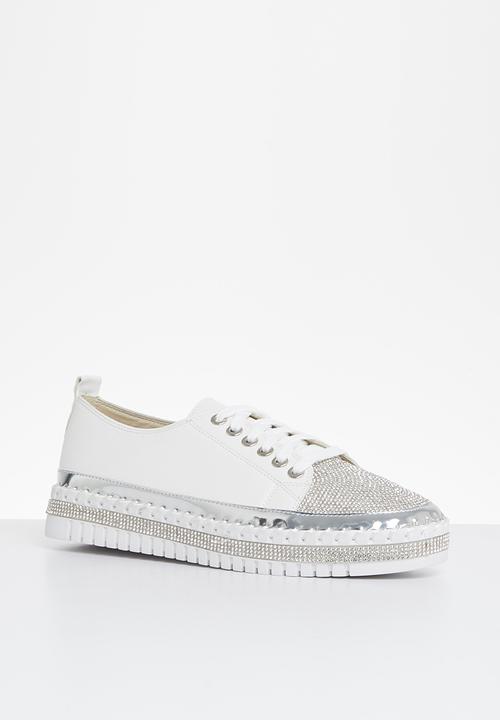 Footwork - Glits jewelled toe sneaker - white