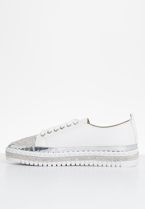 Footwork - Glits jewelled toe sneaker - white