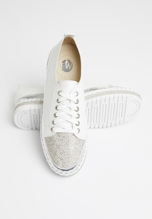 Footwork - Glits jewelled toe sneaker - white