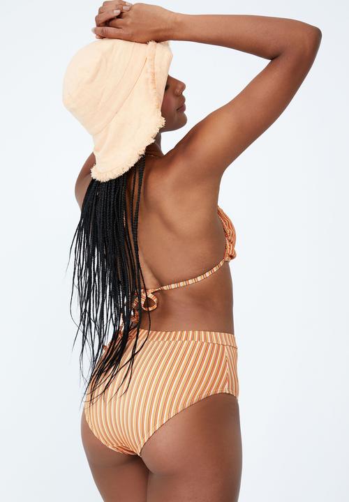Cotton On - Highwaisted boyleg bikini bottom - carrot cake multi lurex stripe