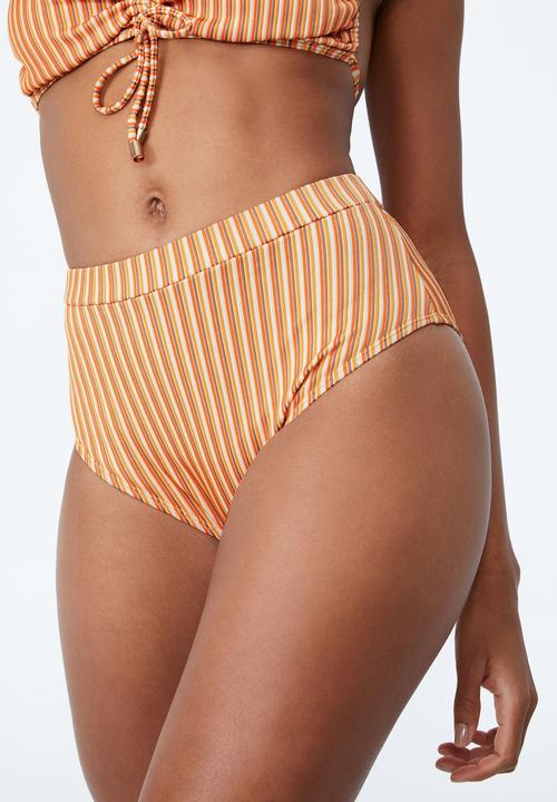 Cotton On - Highwaisted boyleg bikini bottom - carrot cake multi lurex stripe