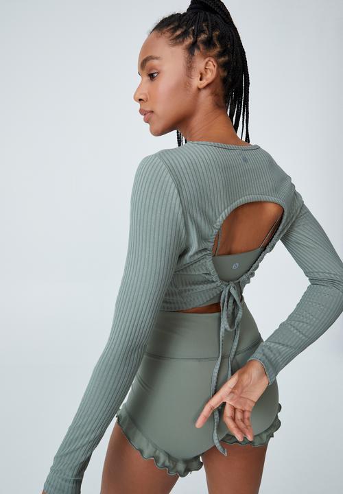 Cotton On - Tie back long sleeve top - green haze