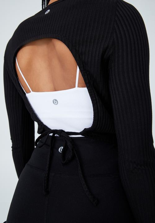 Cotton On - Tie back long sleeve top - black