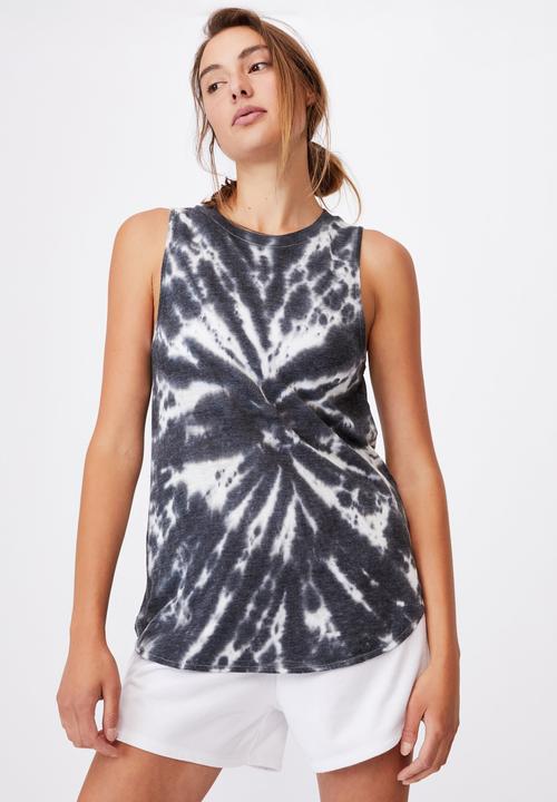 Cotton On - Active curve hem tank - black