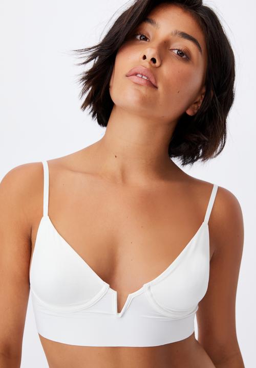 Cotton On - Invisible v-neck bralette - cream