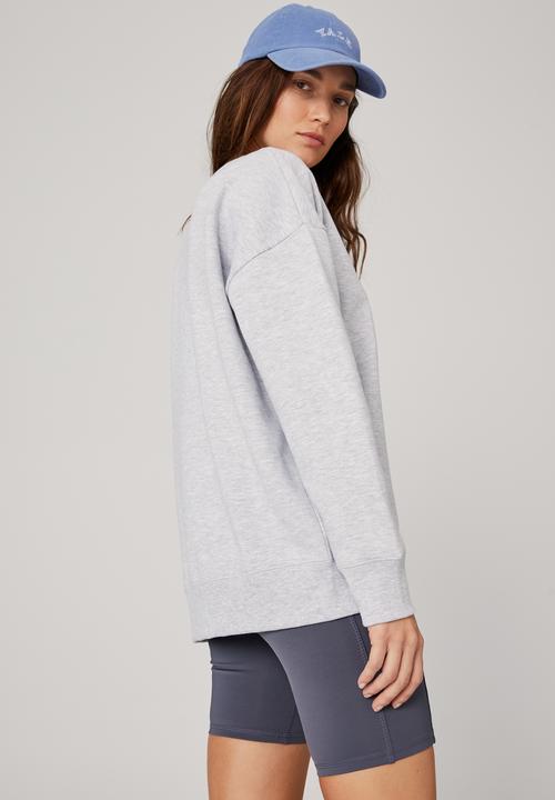 Cotton On - Lifestyle long sleeve graphic crew top - grey marle