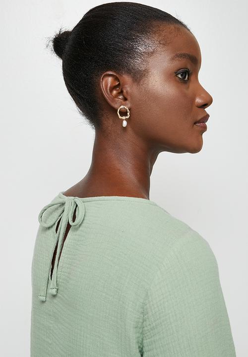 edit - Cotton balloon sleeve blouse - sage