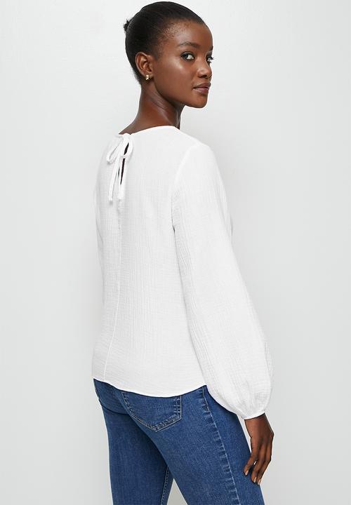 edit - Cotton balloon sleeve blouse - milk