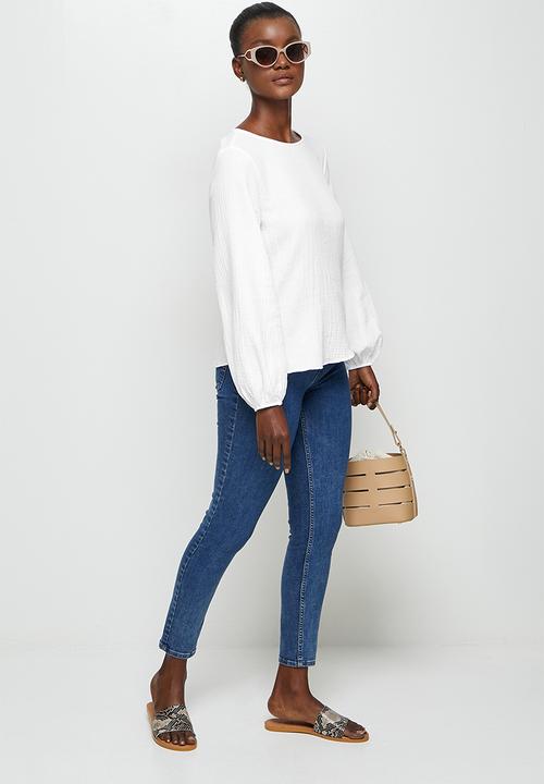 edit - Cotton balloon sleeve blouse - milk