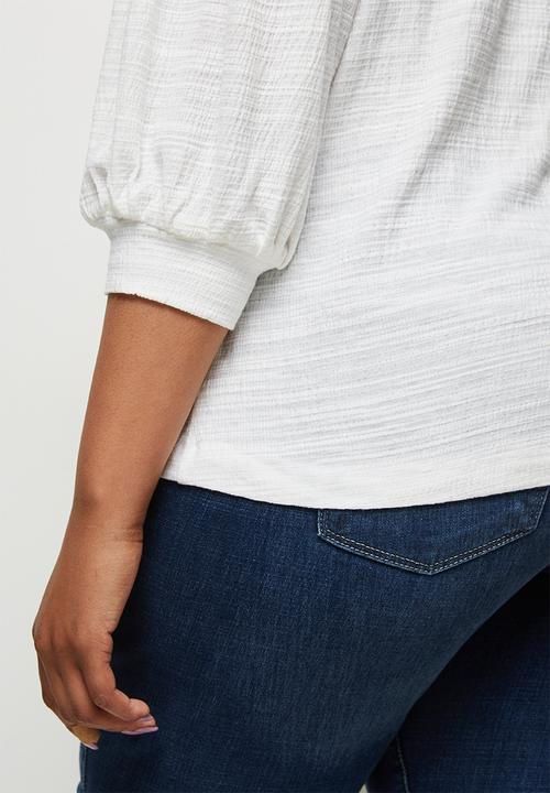 edit Plus - Textured bellow sleeve tee - white