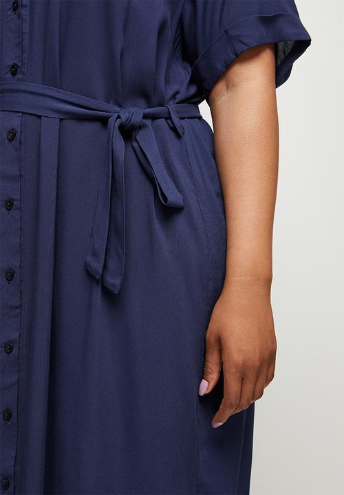 edit Plus - Short sleeve oversized shirt dress - navy